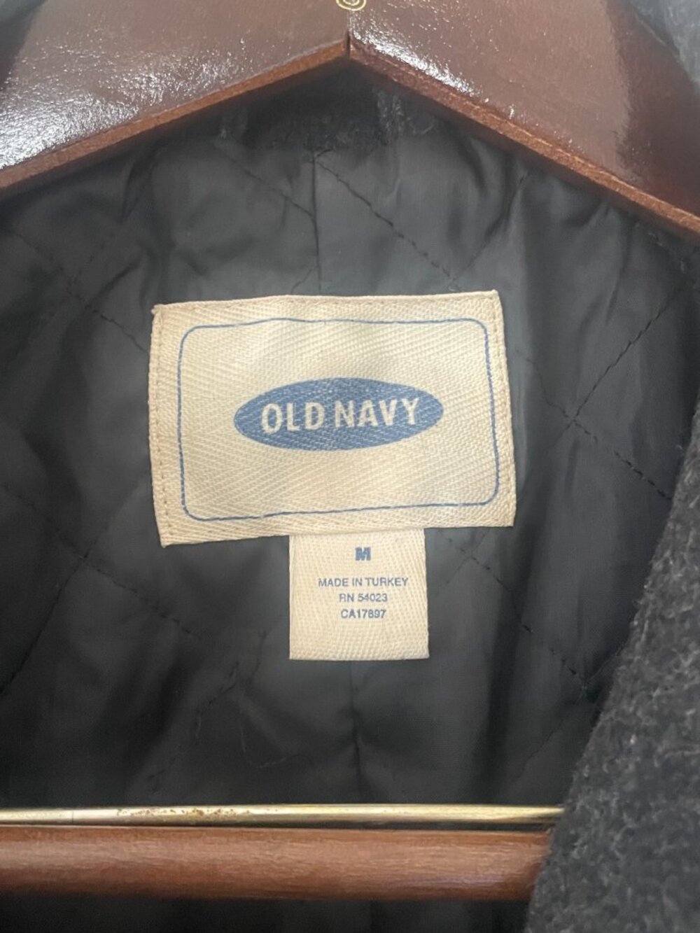 Old Navy Charcoal Double-Breasted Peacoat Size M Wool Blend Quilted Liner - Picture 3 of 9
